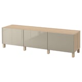 BESTÅ Storage combination with drawers, white stained oak effect/Selsviken high-gloss/beige, 70 7/8x15 3/4x18 7/8 "