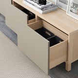 BESTÅ Storage combination with drawers, white stained oak effect/Selsviken high-gloss/beige, 70 7/8x15 3/4x18 7/8 "