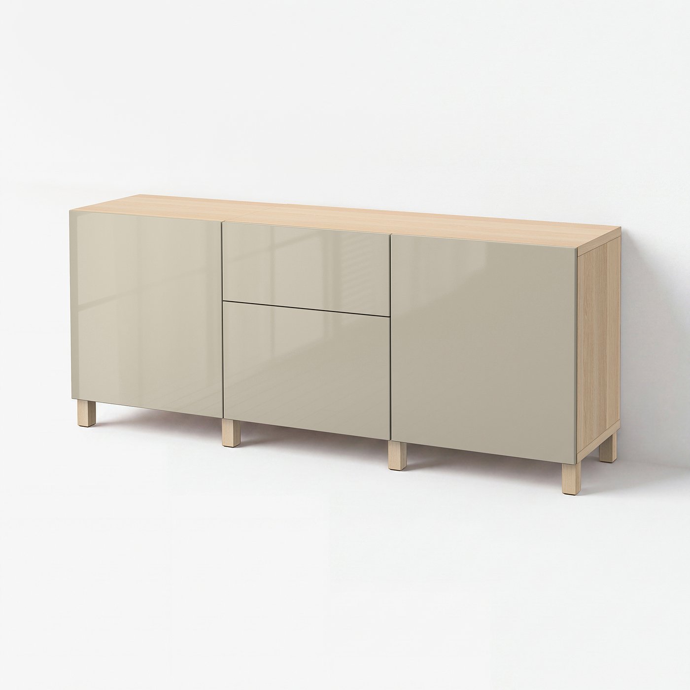 BESTÅ storage combination with drawers, white stained oak effect