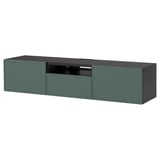 BESTÅ TV bench, black-brown/Krukmakare dark gray-green, 70 7/8x16 1/2x15 3/8 "