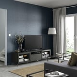 BESTÅ TV bench, dark gray Lappviken/Sindvik dark gray, 70 7/8x16 1/2x18 7/8 "
