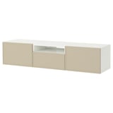 BESTÅ TV bench, white/Krukmakare beige, 70 7/8x16 1/2x15 3/8 "
