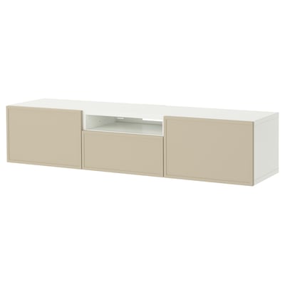 BESTÅ TV bench, white/Krukmakare beige, 70 7/8x16 1/2x15 3/8 "