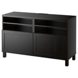 BESTÅ TV bench with doors, black-brown/Hanviken/Stubbarp black-brown, 47 1/4x16 1/2x29 1/8 "