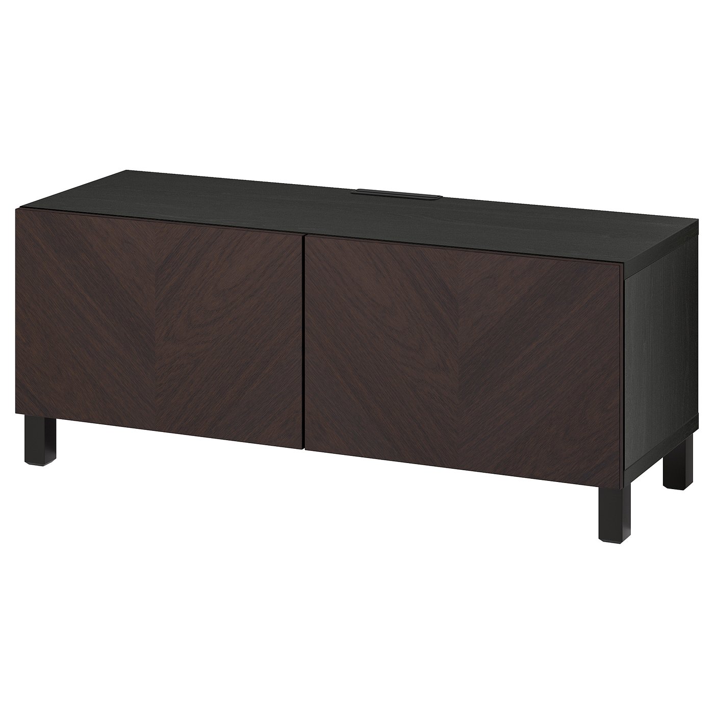 BESTÅ TV bench with doors, black-brown Hedeviken/Stubbarp/dark