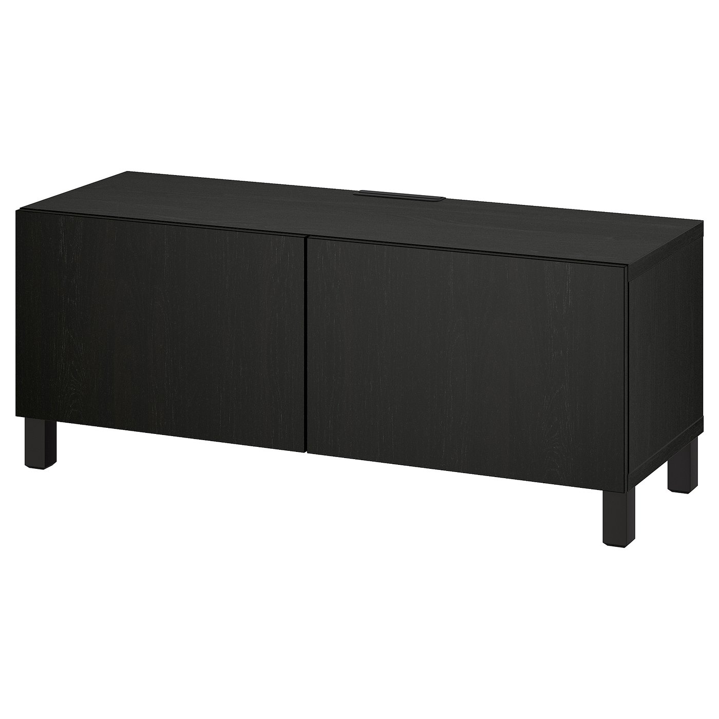 BESTÅ TV bench with doors, black-brown Björköviken/Mejarp/brown