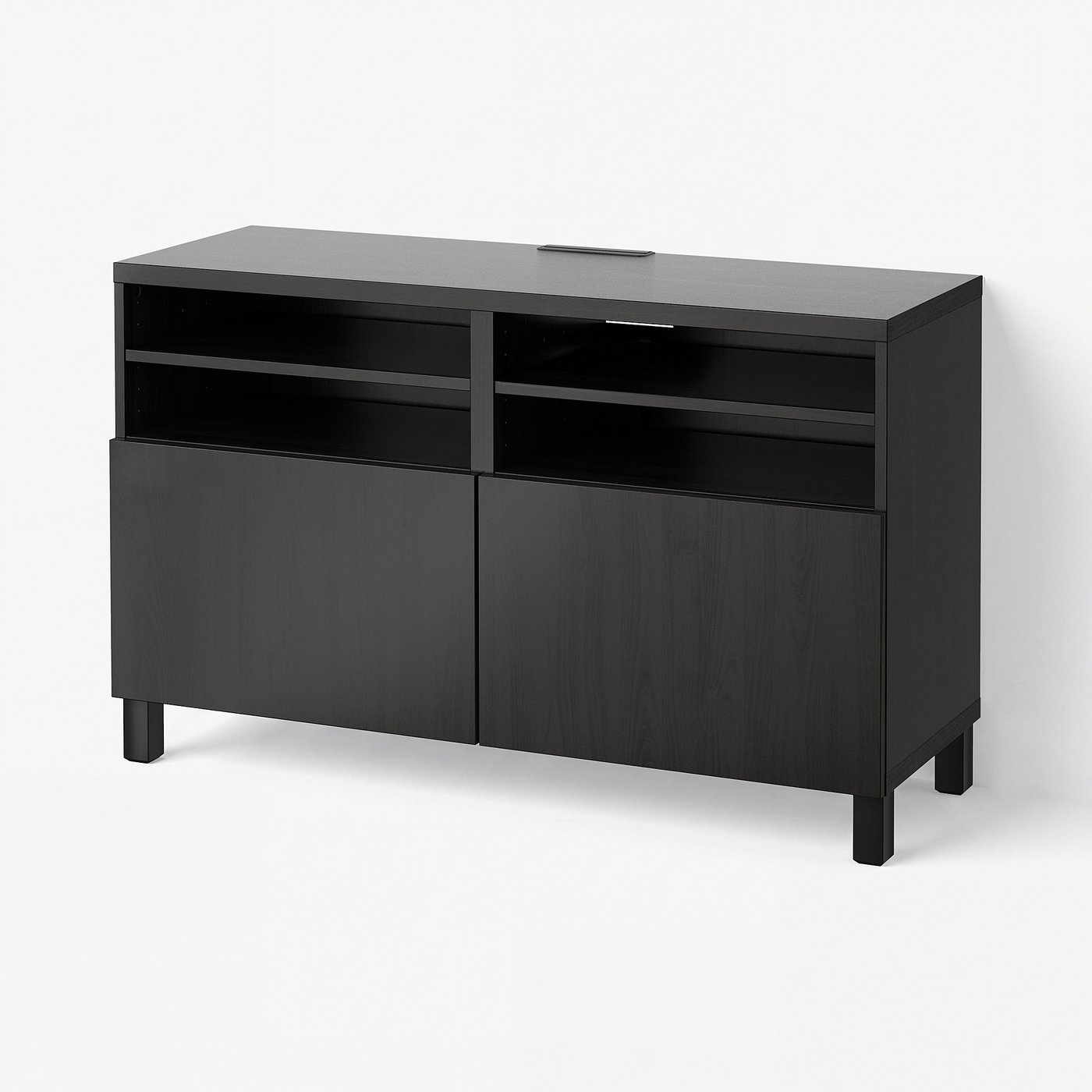 BESTÅ TV bench with doors, black-brown/Lappviken/Stubbarp black