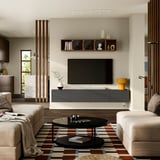 BESTÅ TV bench with doors, dark gray/Lappviken dark gray, 94 1/2x16 1/2x15 "