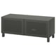 BESTÅ TV bench with doors, dark gray/Mörtviken/Stubbarp dark gray, 47 1/4x16 1/2x18 7/8 "