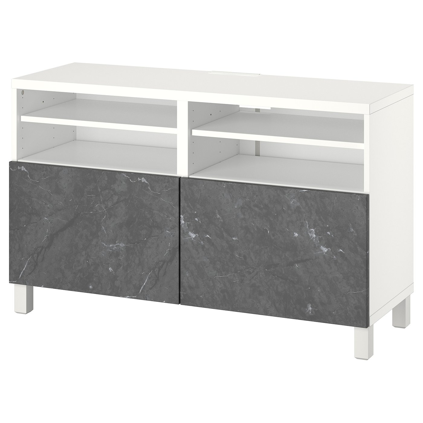 BESTÅ TV bench with doors, white/Bergsviken/Stubbarp black, 471