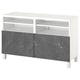 BESTÅ TV bench with doors, white/Bergsviken/Stubbarp black, 47 1/4x16 1/2x29 1/8 "