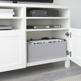 BESTÅ TV bench with doors, white/Hanviken/Stubbarp white, 47 1/4x16 1/2x29 1/8 "