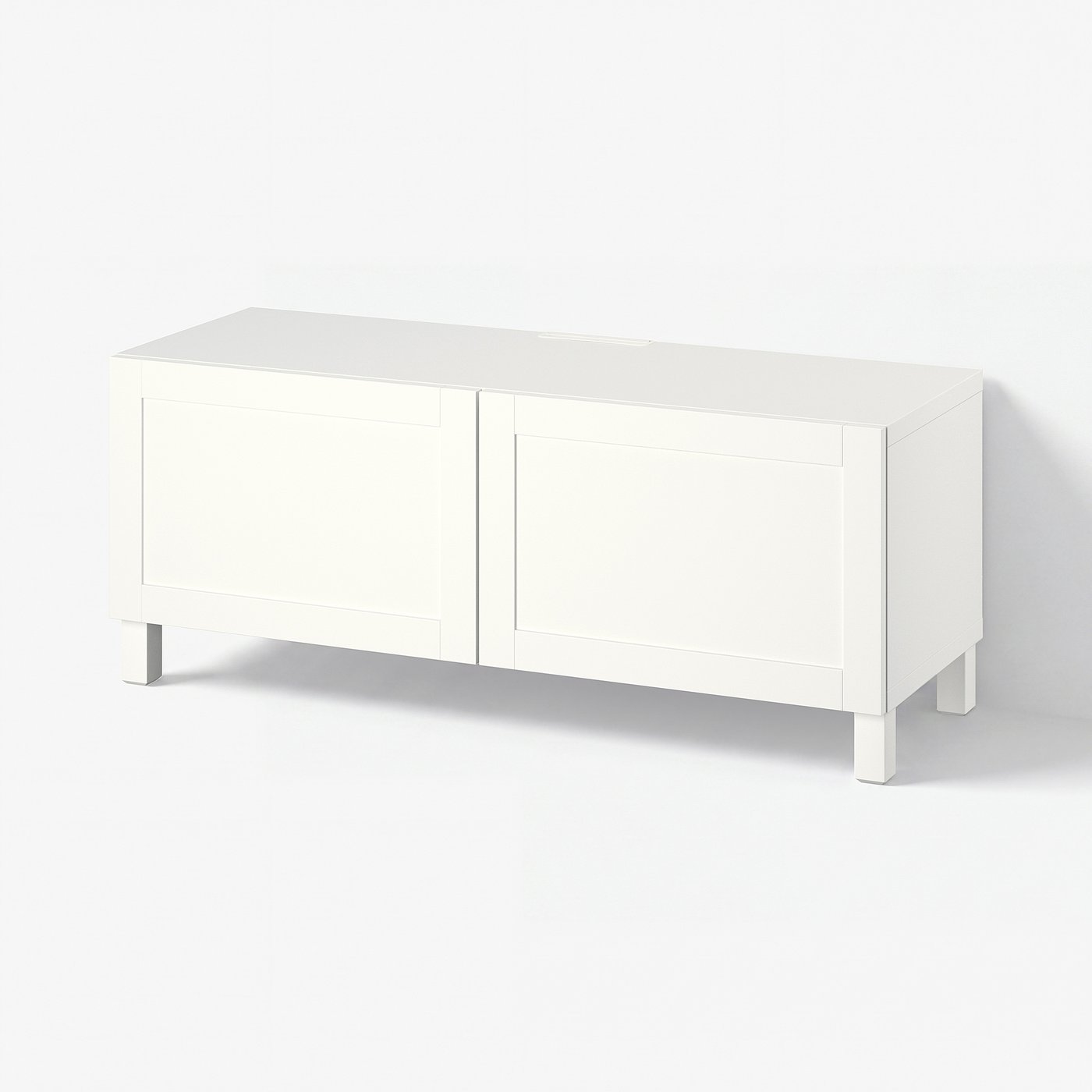 BESTÅ TV bench with doors, white Hanviken/Stubbarp/white, 471