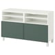 BESTÅ TV bench with doors, white/Krukmakare dark gray-green, 47 1/4x16 1/2x29 1/8 "