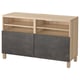 BESTÅ TV bench with doors, white stained oak effect Kallviken/Stubbarp/dark gray concrete effect, 47 1/4x16 1/2x29 1/8 "