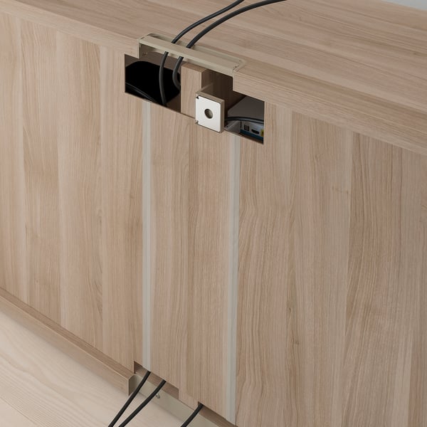 Besta Tv Unit With Doors Walnut Effect Light Gray Selsviken