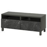 BESTÅ TV bench with drawers, dark gray/Bergsviken/Stubbarp black, 47 1/4x16 1/2x18 7/8 "