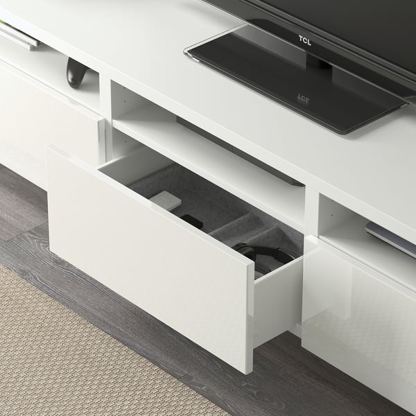 Besta Tv Unit With Drawers White Selsviken High Gloss White Ikea