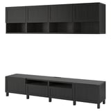 BESTÅ TV storage combination, black-brown/Hanviken/Stubbarp black-brown, 94 1/2x16 1/2x90 1/2 "