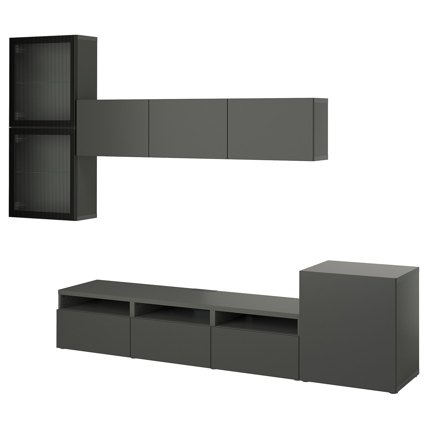 BESTÅ TV storage combination/glass doors, dark gray Lappviken
