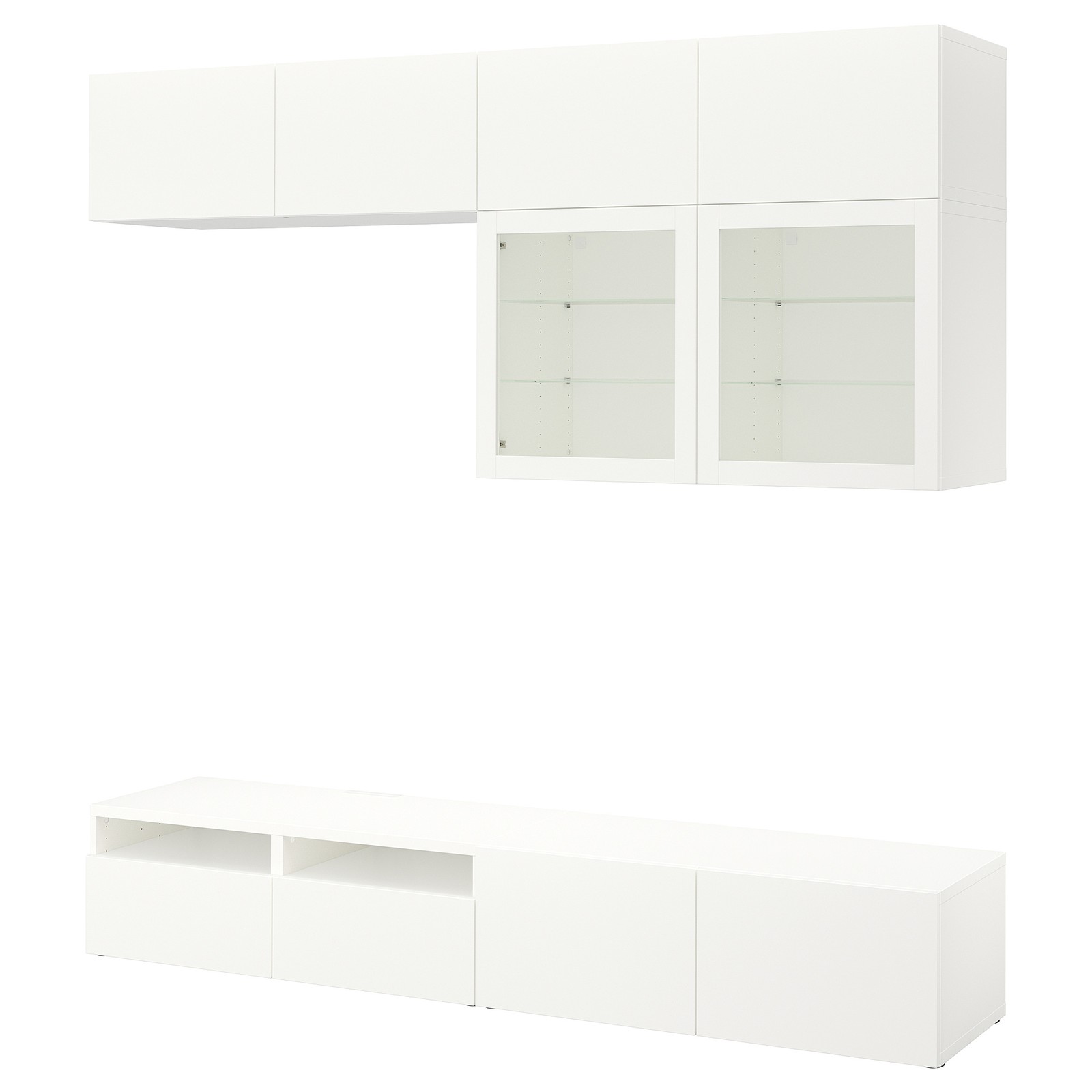 BESTÅ TV storage combination/glass doors, Depth 15 3/4" Max. screen