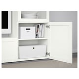 BESTÅ TV storage combination/glass doors, white/Hanviken white clear glass, 94 1/2x16 1/2x50 3/4 "