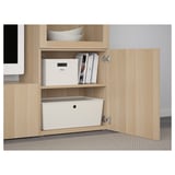 BESTÅ TV storage combination/glass doors, white stained oak effect/Lappviken wht stained oak effect clear glass, 94 1/2x16 1/2x50 3/4 "