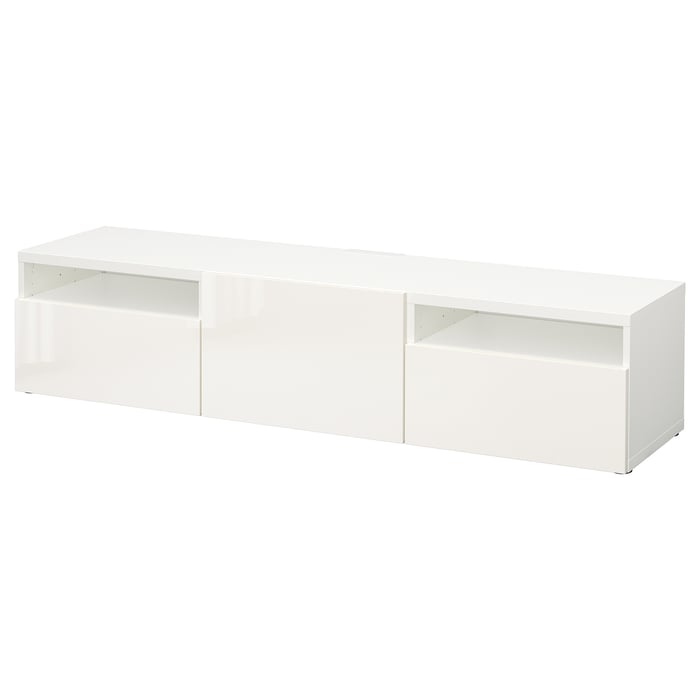 BESTÅ TV unit, white/Selsviken highgloss/white, 707/8x161/2x153/8" IKEA
