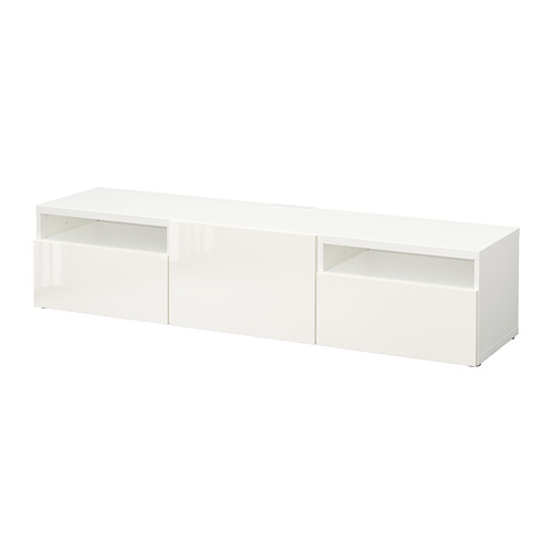 BESTÅ TV unit white/Selsviken highgloss/white, 70 7/8x15 3/4x15