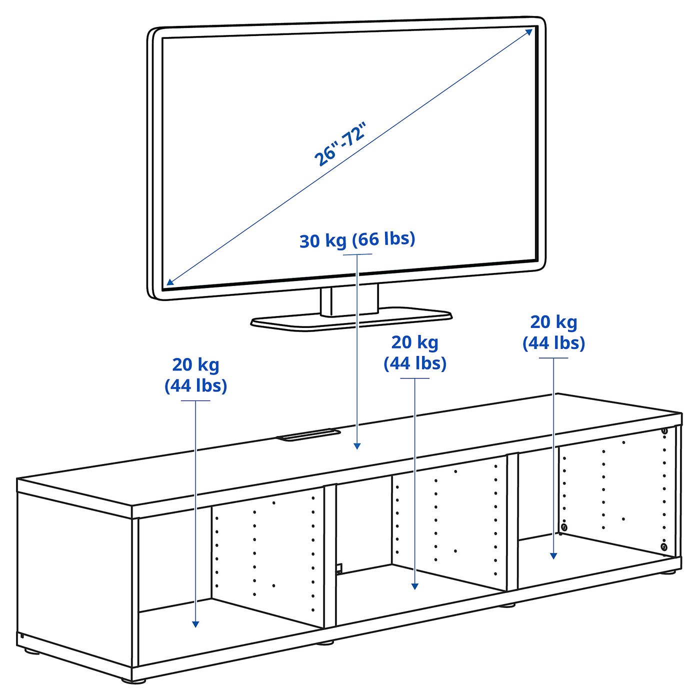 BESTÅ TV unit, white, 707/8x153/4x15