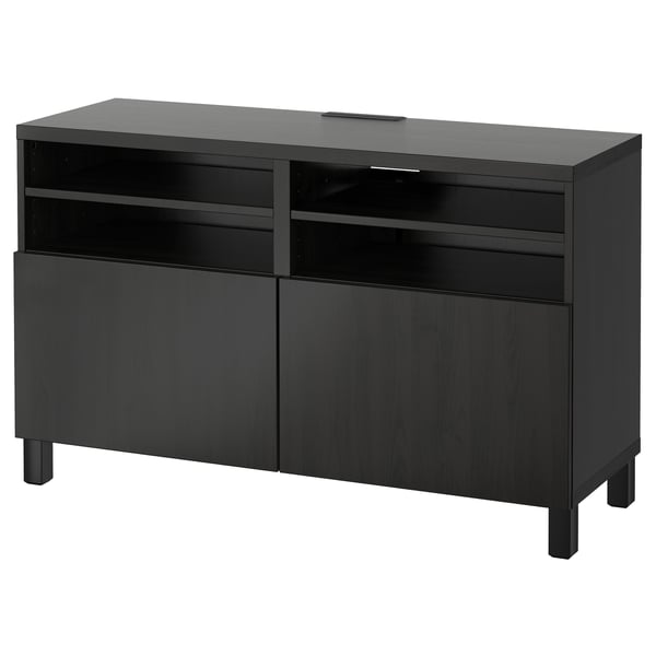 Besta Tv Unit With Doors Lappviken Black Brown Lappviken Stubbarp Black Brown 47 1 4x16 1 2x29 1 8 Ikea