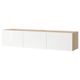 BESTÅ TV unit with doors, white stained oak effect/Selsviken high-gloss/white, 70 7/8x16 1/2x15 "