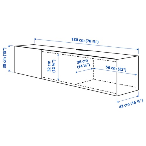 Illustration with measurements for the product: BESTÅ.