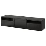BESTÅ TV unit with drawers and door, black-brown/Hanviken black-brown, 70 7/8x16 1/2x15 3/8 "