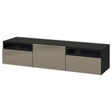 BESTÅ TV unit with drawers and door, black-brown/Riksviken light bronze effect, 70 7/8x16 1/2x15 3/8 "