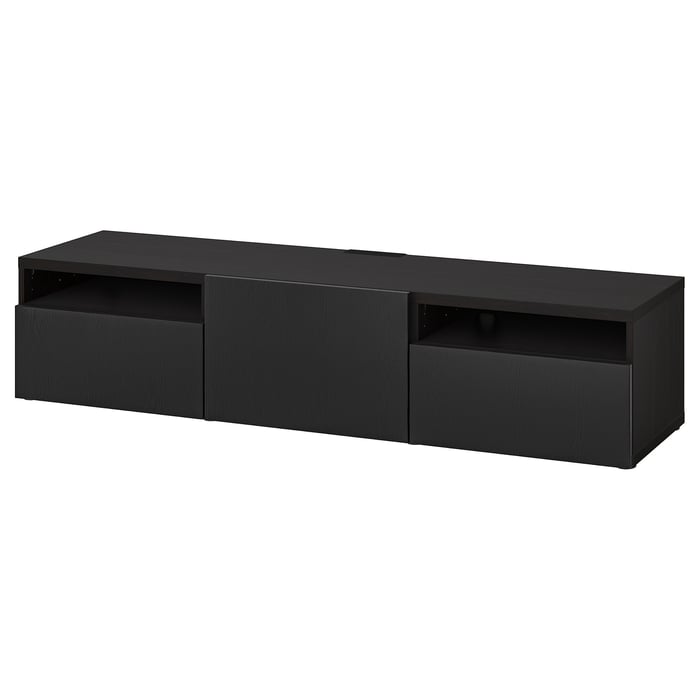 BESTÅ TV unit with drawers and door, blackbrown/Timmerviken black, 707