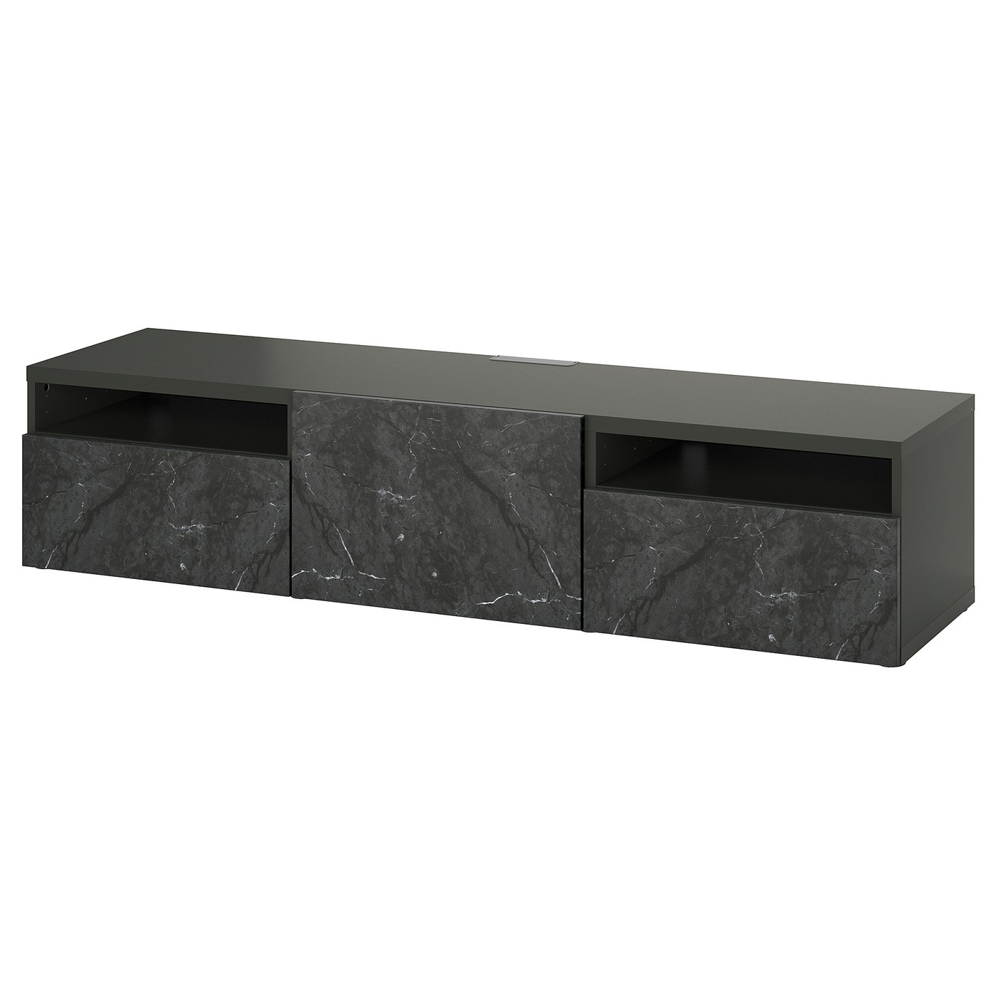 BESTÅ TV unit with drawers and door, dark gray/Bergsviken black