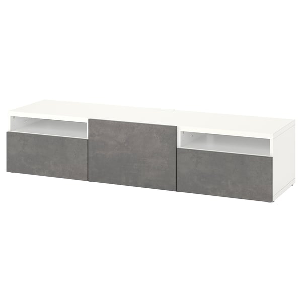 BESTÅ TV unit with drawers and door, white/Kallviken dark gray, 70 7/8x16 1/2x15 3/8 "