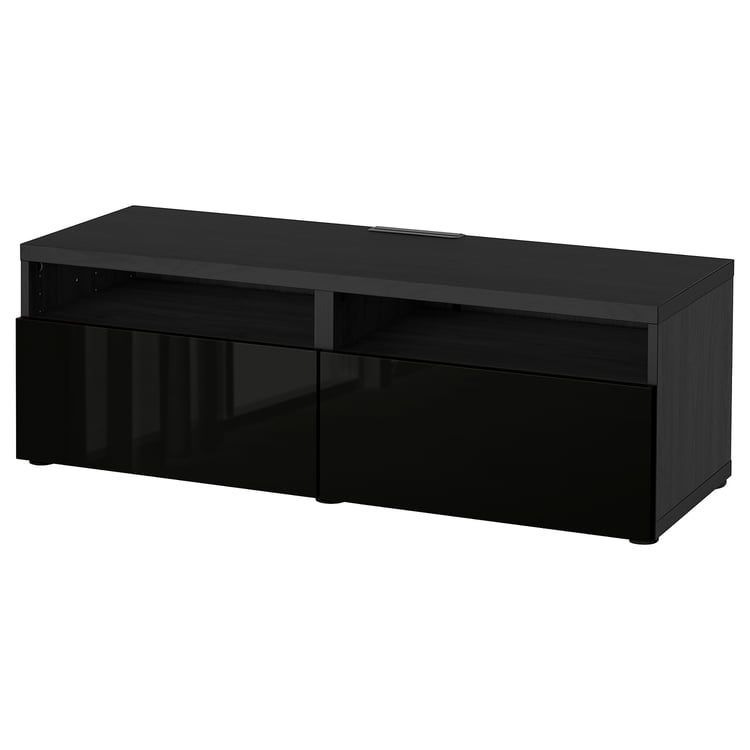 BESTÅ TV unit with drawers, blackbrown/Selsviken highgloss/black, 471