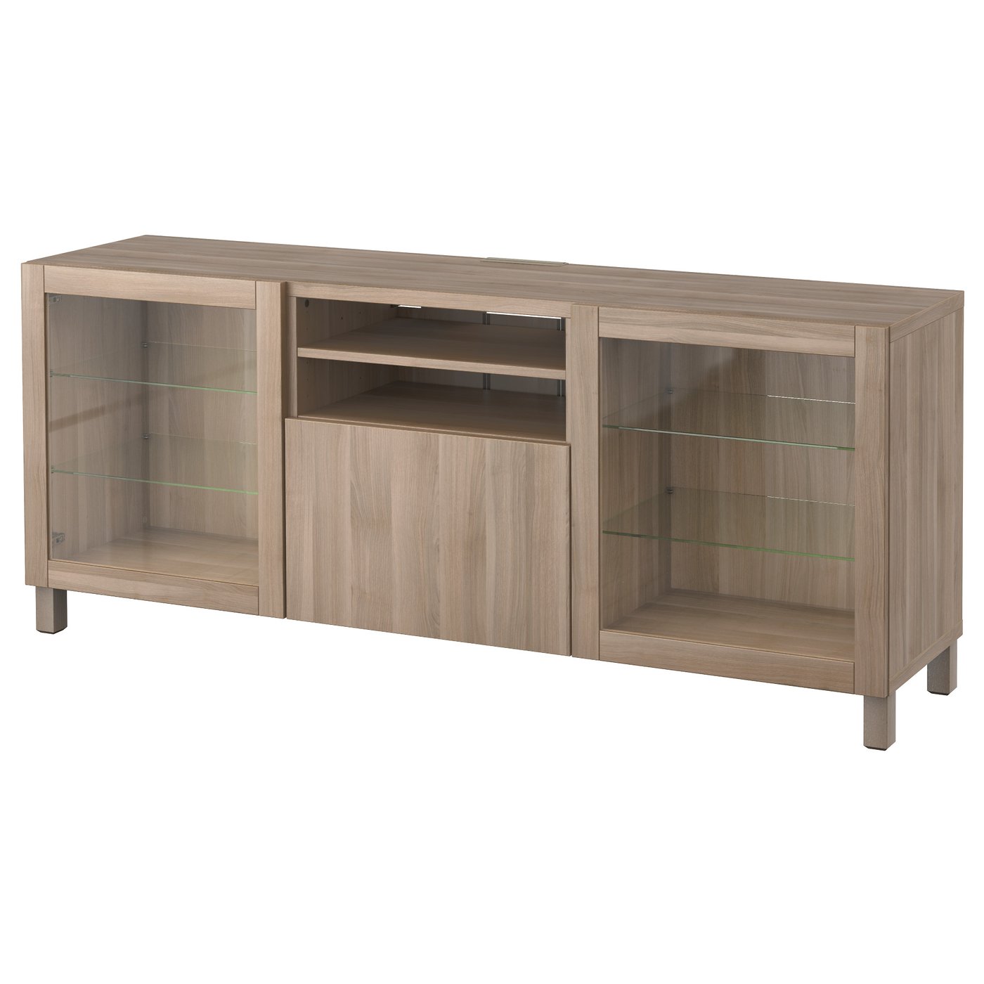 BESTÅ TV unit with drawers, Lappviken/Sindvik gray stained walnut eff