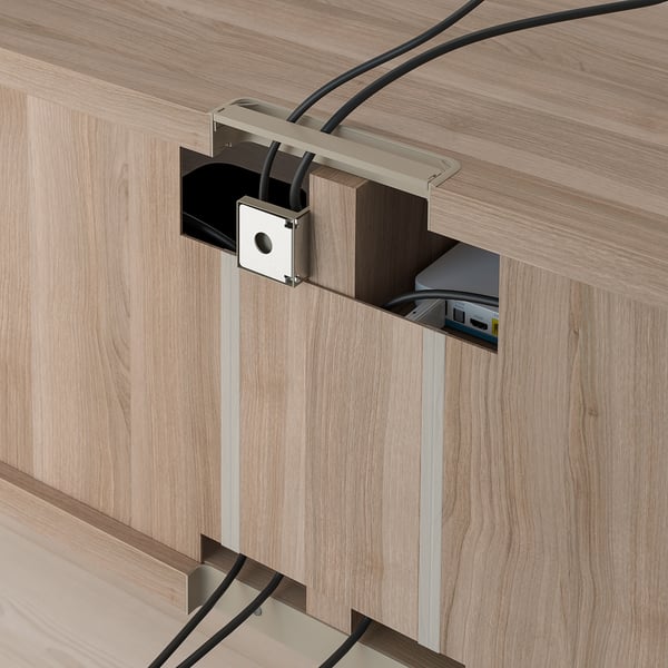 BESTÅ TV unit with drawers, walnut effect light gray/Lappviken white, 47 1/4x16 1/2x18 7/8 "