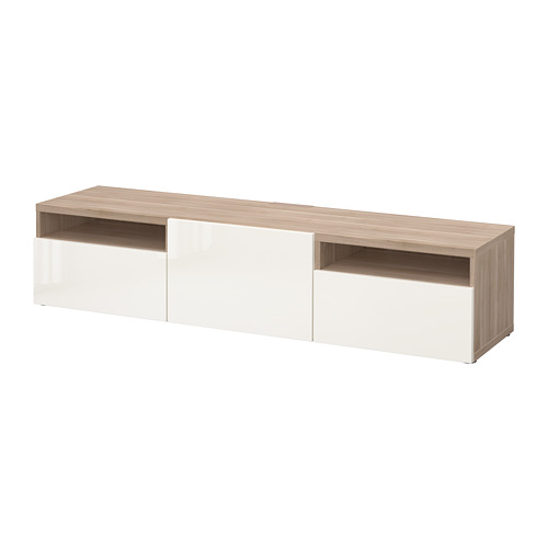 BESTÅ TV unit walnut effect light gray/Selsviken highgloss/white, 70