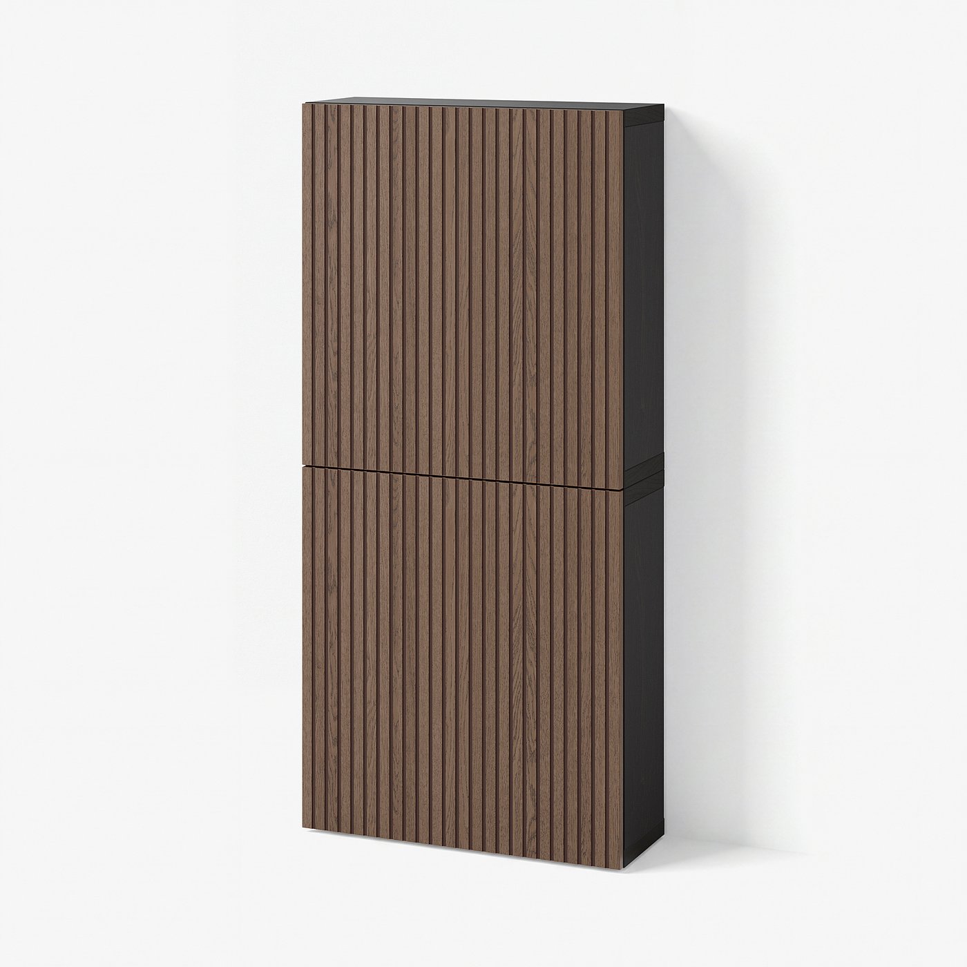 BESTÅ wall cabinet with 2 doors, black-brown Björköviken/brown