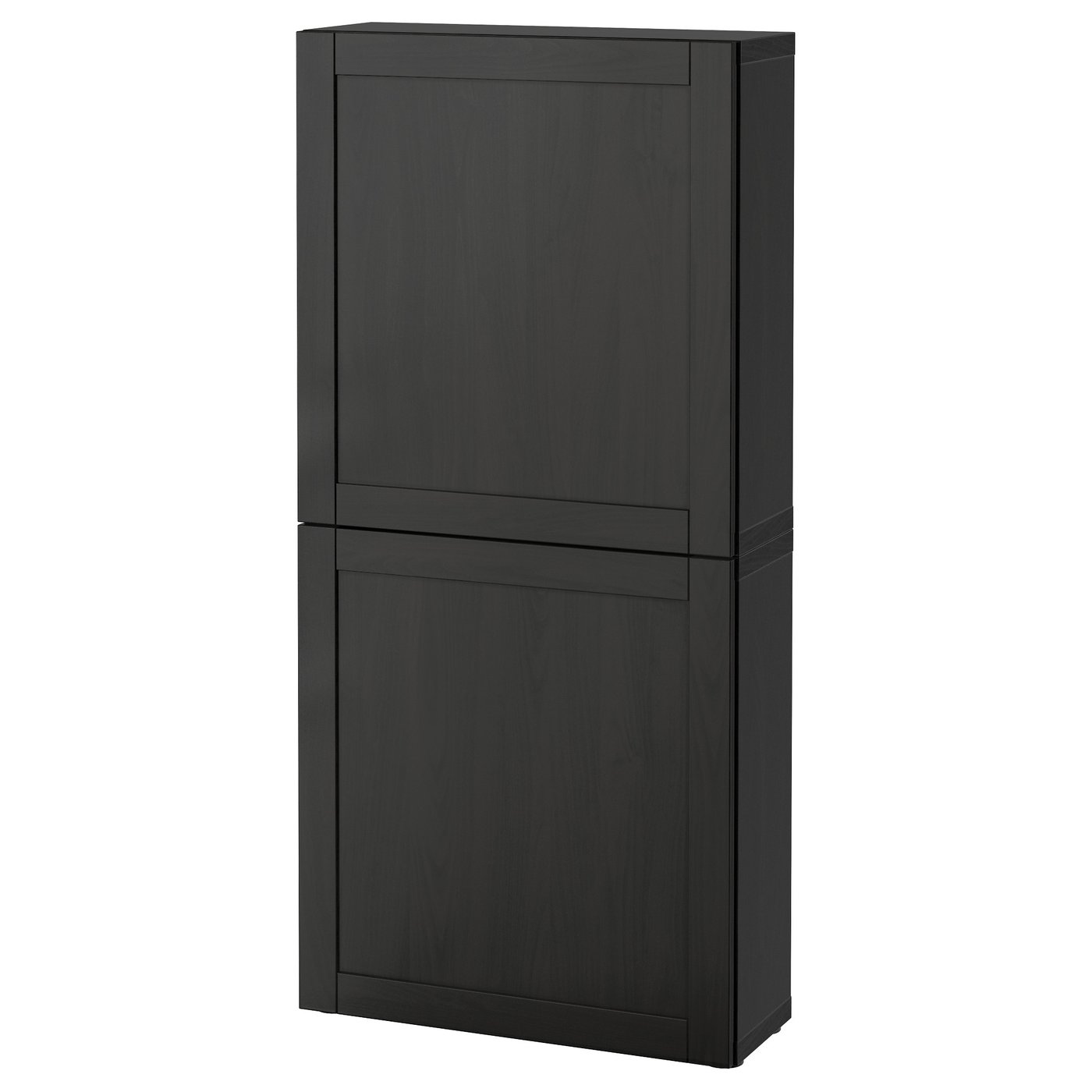 BESTÅ wall cabinet with 2 doors, black-brown/Hanviken black-brown