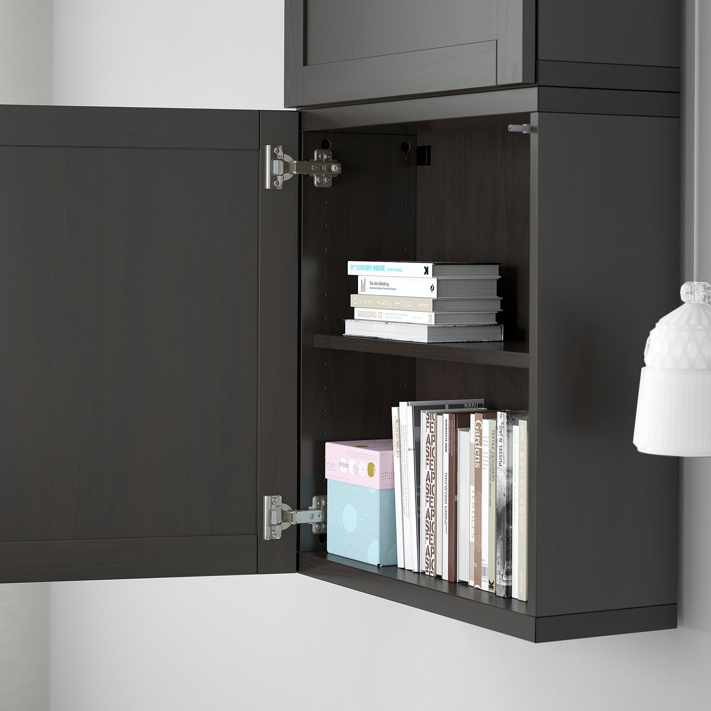 BESTÅ wall cabinet with 2 doors, black-brown/Hanviken black-brown