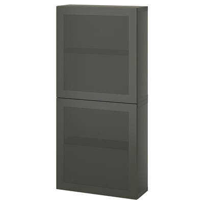 BESTÅ Wall cabinet with 2 doors, dark gray/Mörtviken dark gray, 23 5/8x8 5/8x50 3/8 "