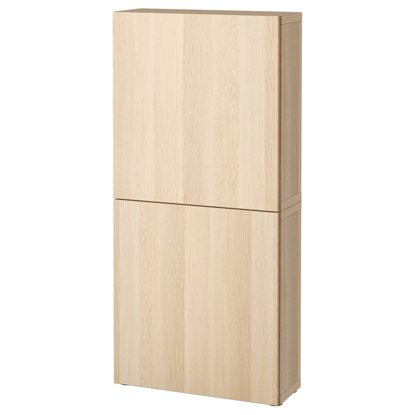 木製収納 ナチュラルウッド 2扉 IKEA Traby（⑥左） BESTÅ wall cabinet with 2 doors, white stained oak effect
