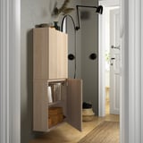 BESTÅ Wall cabinet with 2 doors, white stained oak effect/Lappviken white stained oak effect, 23 5/8x8 5/8x50 3/8 "