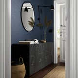 BESTÅ Wall-mounted cabinet combination, black-brown Bergsviken/black marble effect, 70 7/8x16 1/2x25 1/4 "