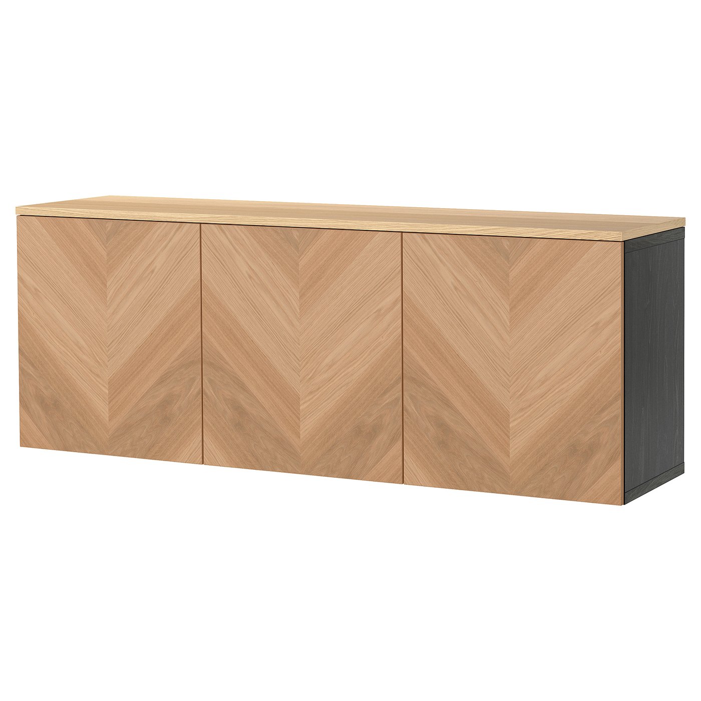 BESTÅ wall-mounted cabinet combination, black-brown Hedeviken/oak